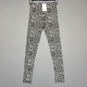H&M Basic Leggings Pants Womens XS Soft Black White Stretches Tapered Ankle New